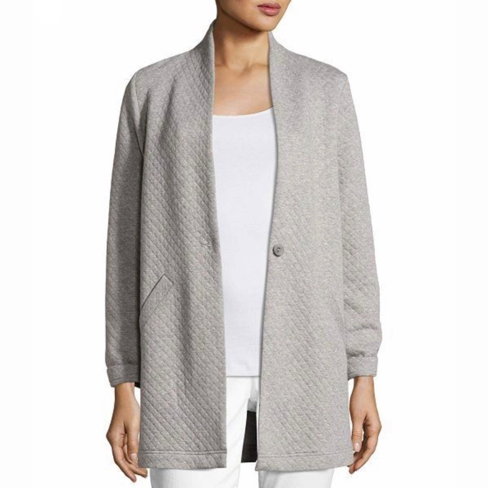 EILEEN FISHER Quilted Jersey Stand Collar Jacket